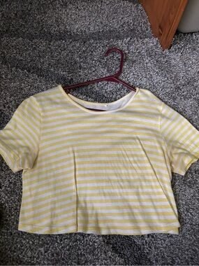 PacSun Yellow and White Striped Crop Top